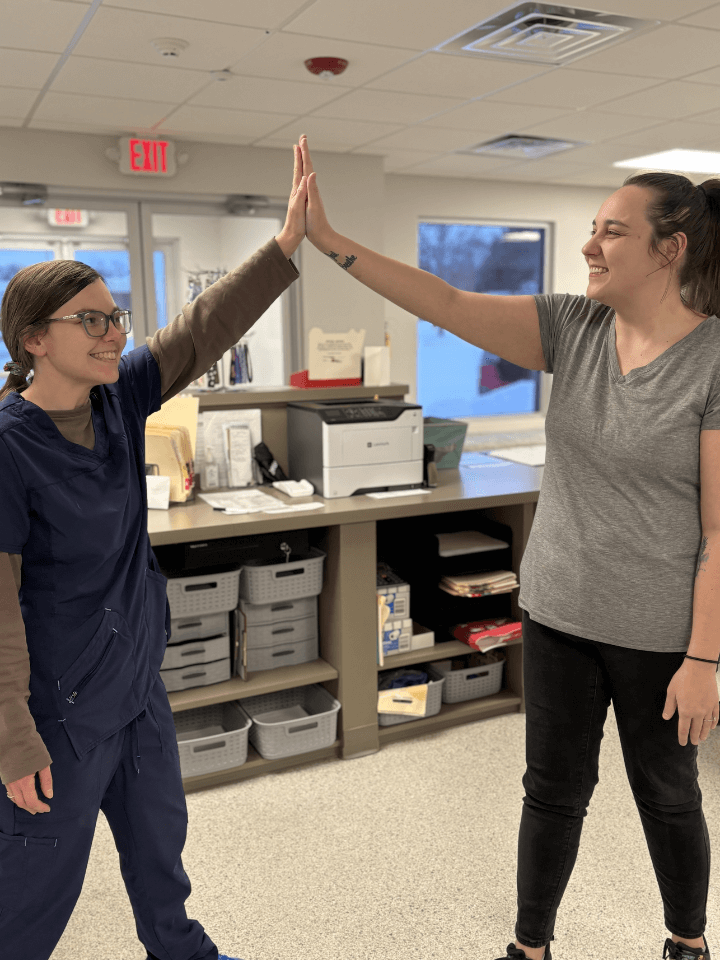 Becca and Chelsey HighFive Becca and Chelsey High Five